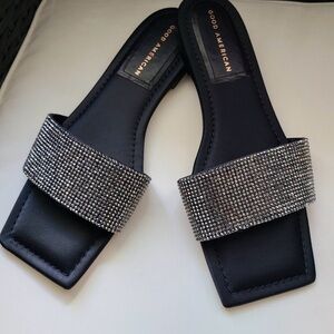 Good American Black and Silver Sandals